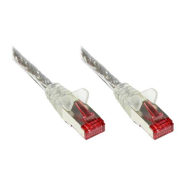 RNS® Patchkabel mit Rastnasenschutz, Cat. 6, S/FTP, PiMF, PVC, 250MHz, transparent, 0,25m, Good Connections®