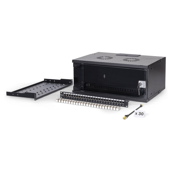 DIGITUS 19" Netzwerk-Set 4HE Wandgehuse und Zubehr schwarz