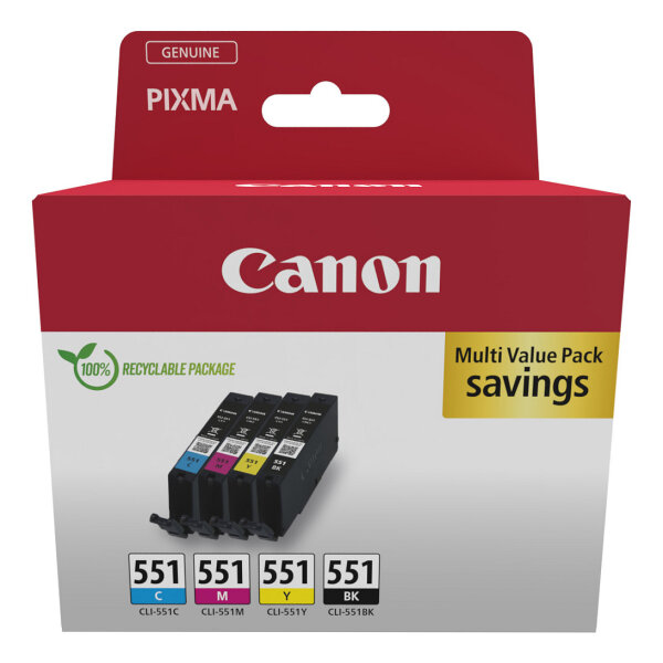 Canon CLI-551 Druckerpatronen Multipack Cyan Magenta Gelb Schwarz 6509B016