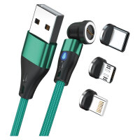 RealPower Magnetic cable 3 Amp,2m,grün mit Adaptern