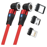 RealPower Magentic cable,1m,2x magnetisch,rot mit Adaptern