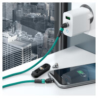RealPower Magentic cable,1m 2x magnetisch,grün mit Adaptern
