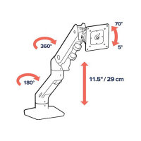 ERGOTRON HX Monitor Tischhalterung weiss bis 106,7cm 42Zoll 9,1-19,1kg belastbar 29,2cm anheben VESA 75x75 100x100 200x100 200x200