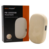 RealPower Powerbank PB-10000W,10000 mAh,beige,Wärmefunktion