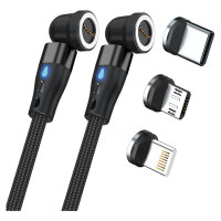 RealPower Magnetic cable,1m,2x magnetisch,schwarz mit Adapte