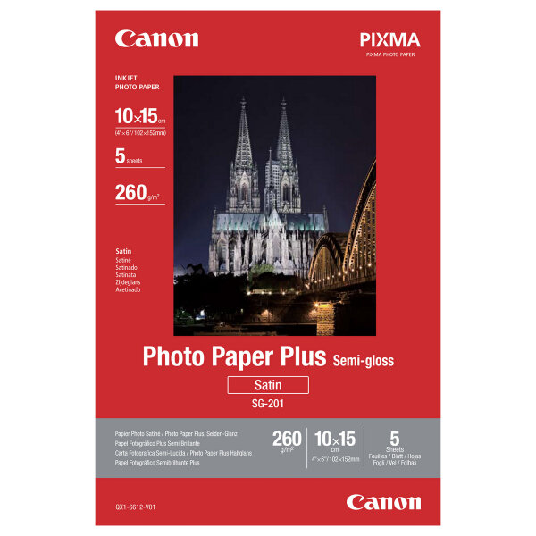 Canon SG-201 Fotopapier Plus seidenglanz 100x150mm 260 g/m² - 5 Blatt