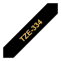 BROTHER P-Touch TZE-334 gold auf schwarz 12mm