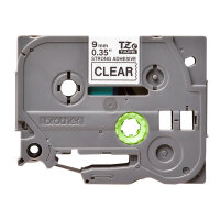 BROTHER P-Touch TZE-S121 schwarz auf clear 9mm extra gluey