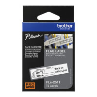 BROTHER FLe-2511 FLe-Einzelfhnchen-Etiketten weiss/schwarz 72 St/Kassette fr Brother P-touch D800W, P900W, P950NW