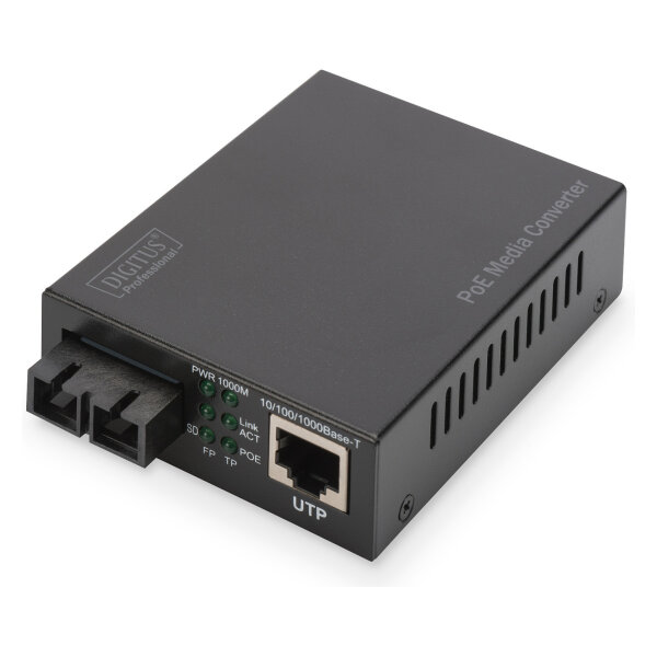 DIGITUS Konverter Gigabit PoE Multim. Media RJ45/SC MM PSE