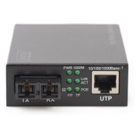 DIGITUS Konverter Gigabit PoE Multim. Media RJ45/SC MM PSE