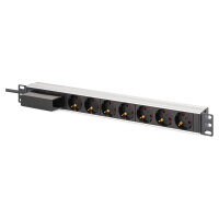 DIGITUS Steckdosenleiste 7-fach 19" Alu. 1HE schwarz