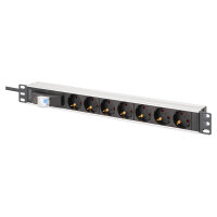 DIGITUS Steckdosenleiste 7-fach 19" Alu. 1HE schwarz