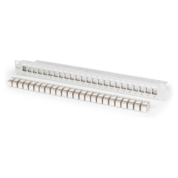 DIGITUS Patchpanel 1HE 24xCat6A Keystone Module geschirmt gr