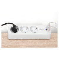 DIGITUS Steckdosenleiste 2x + 2USB 1,5m 12W 30W weiß