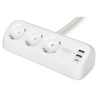DIGITUS Steckdosenleiste 2x + 2USB 1,5m 12W 30W weiß