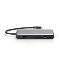 Docking USB-C->HDMI,USB3.2,RJ45,SD,MicroSD,PD Alu si