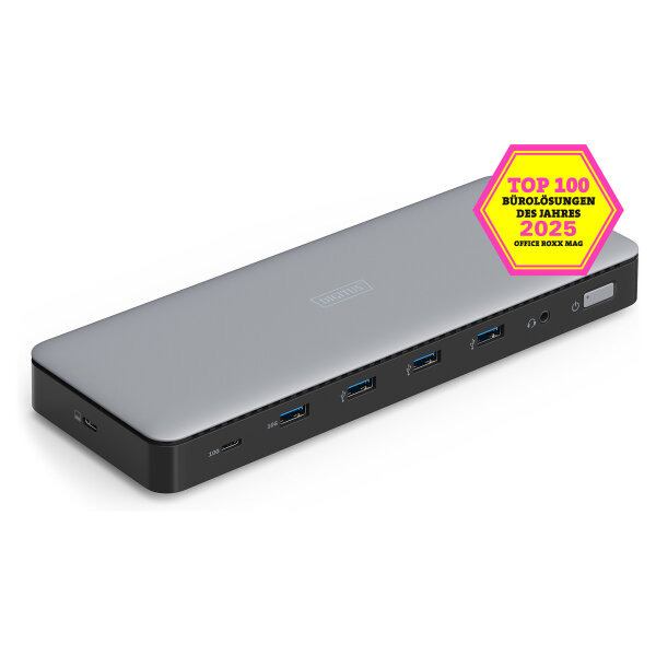 Docking USB-C->HDMI,DP,USBA,USBC,RJ45,DC,Audio silbe
