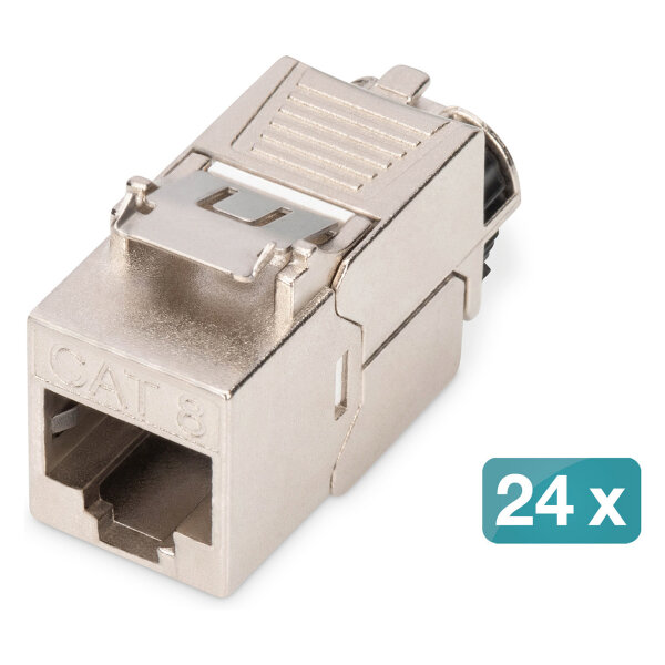 Digitus Keystone-Modul Cat. 8.1, geschirmt, 24 Stck (silber, werkzeugfreier Montageanschluss)
