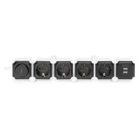 DIGITUS Steckdosenleiste 4x + 2USB, Schalter, Flexibel 1,6m