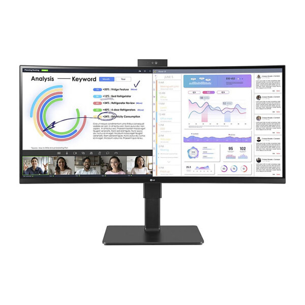 86,4cm/34 (3440x1440) LG 34BQ77QC 21:9 5ms IPS HDMI USB-C UWQHD Black