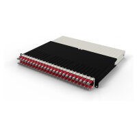 Patchbox patchbox.one Kabeleinzugssystem 8RU/STP (0,8 m) mit 24 Kassetten, Patchkabel Cat. 6a, U/FTP, PoE, Kabel rot