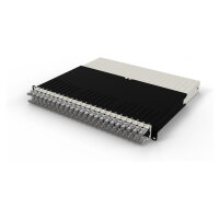 Patchbox patchbox.one Kabeleinzugssystem 8RU/STP (0,8 m) mit 24 Kassetten, Patchkabel Cat. 6a, U/FTP, PoE, Kabel grau