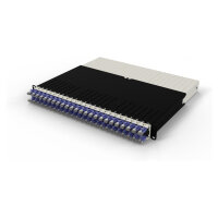 Patchbox patchbox.one Kabeleinzugssystem 8RU/STP (0,8 m) mit 24 Kassetten, Patchkabel Cat. 6a, U/FTP, PoE, Kabel violett