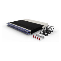 Patchbox patchbox.one Kabeleinzugssystem 8RU/STP (0,8 m) mit 24 Kassetten, Patchkabel Cat. 6a, U/FTP, PoE, Kabel violett