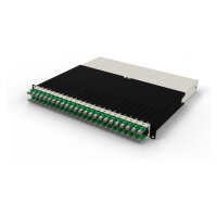Patchbox patchbox.one Kabeleinzugssystem 8RU/STP (0,8 m) mit 24 Kassetten, Patchkabel Cat. 6a, U/FTP, PoE, Kabel grün