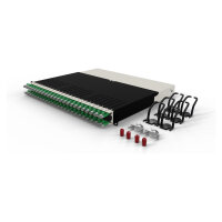 Patchbox patchbox.one Kabeleinzugssystem 8RU/STP (0,8 m) mit 24 Kassetten, Patchkabel Cat. 6a, U/FTP, PoE, Kabel grün