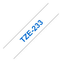 Brother TZe-233 Schriftband, 12mm x 8m, blau auf weiß, selbstklebend