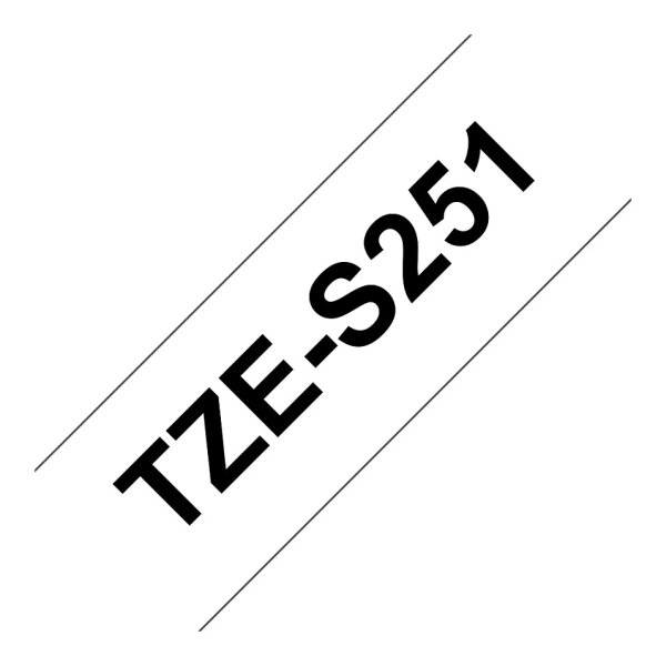 Brother TZe-S251 Schriftband stark klebend 24mm x 8m schwarz auf weiß laminiert