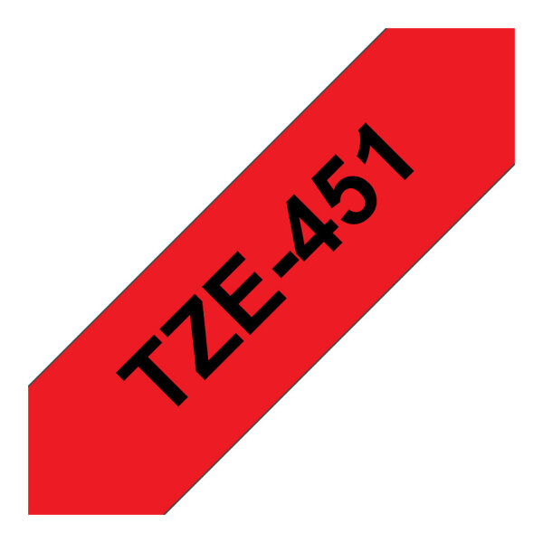 Brother TZe-451 Schriftband, 24mm x 8m , schwarz auf rot, selbstklebend