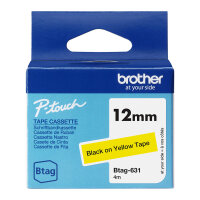 Brother Schriftband Btag-631 (12mm, schwarz auf gelb,...