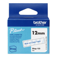 Brother Schriftband Btag-133 (12mm, blau auf transparent,...
