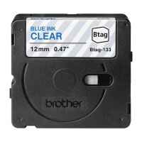 Brother Schriftband Btag-133 (12mm, blau auf transparent, nicht laminiert)