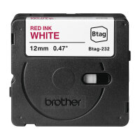 Schriftband Brother 12mmx4m rot/weiß BTAG-232