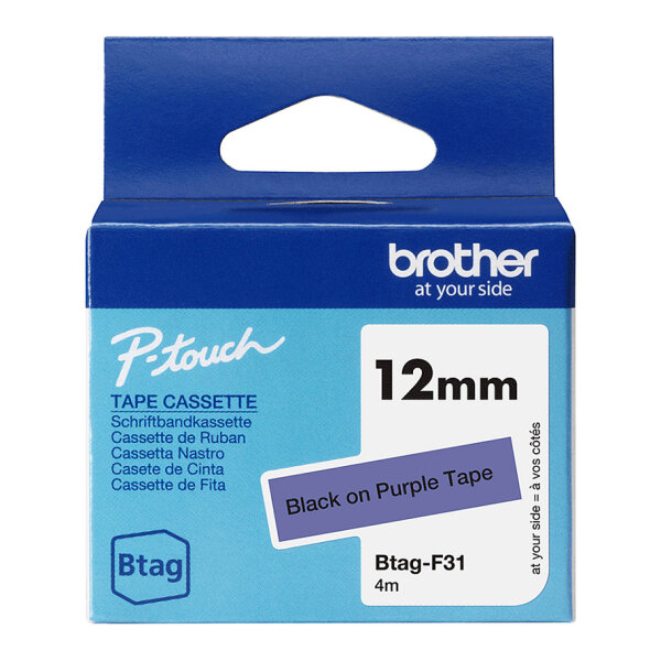Schriftband Brother 12mmx4m schwarz/lila BTAG-F31