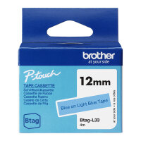 Schriftband Brother 12mmx4m blau/hellblau BTAG-L33