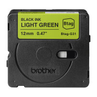 Schriftband Brother 12mmx4m schwarz/hellgrün BTAG-G31