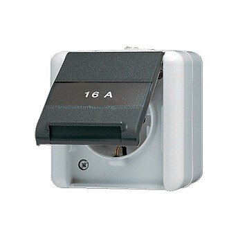 Jung 820 NA W AP/WD-Steckdose mit Schriftfeld