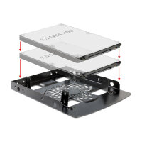 Nutzen Sie diesen Delock Einbaurahmen, um in Ihrem freien 3.5? Schacht Ihres Computers bis zu zwei 2.5? Festplatten zu installieren.