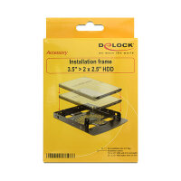 Nutzen Sie diesen Delock Einbaurahmen, um in Ihrem freien 3.5? Schacht Ihres Computers bis zu zwei 2.5? Festplatten zu installieren.