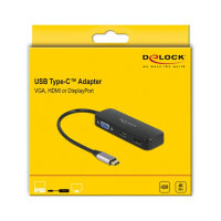 Adapter USB-C -> DP HDMI VGA DeLOCK Black