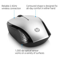 HP Maus 200 Kabellos USB-A 3-Tasten Silber/Schwarz