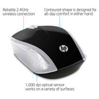 HP Maus 200 Kabellos USB-A 3-Tasten Silber/Schwarz