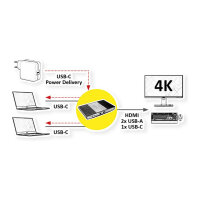 ROLINE KVM Switch, HDMI 4K, USB, 1 User - 2 Mobilgerte