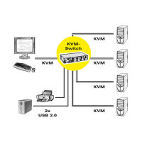 ROLINE DisplayPort USB 2.0 KVM Switch, 1 User - 4 PC