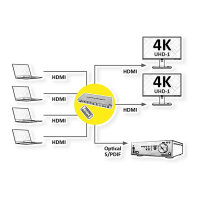 ROLINE 4K HDMI Matrix Switch, 4 x 2, mit Fernbedienung